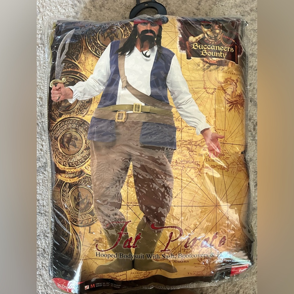 NWT Mens Halloween Costume Fat Pirate Buccaneer Sz Medium Tampa Bay Bucs